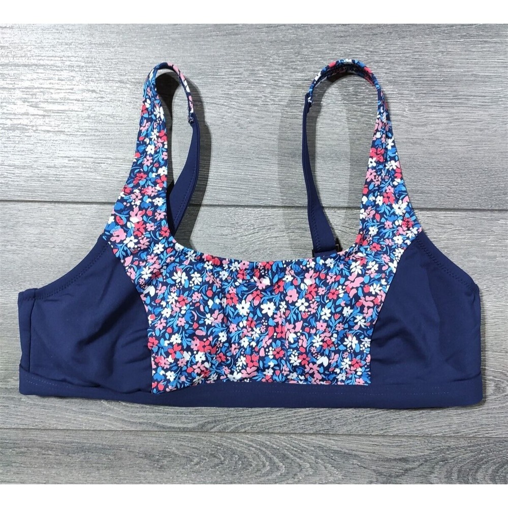 Swim Top Womens Size 14 Tall Preowned Red White Blue Floral Swimwear CUTE
